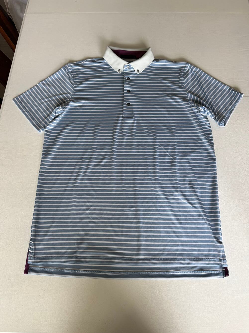 Greyson Torrey Polo Golf Bonneville/Arctic Blue White Stripe Size Large Stretch